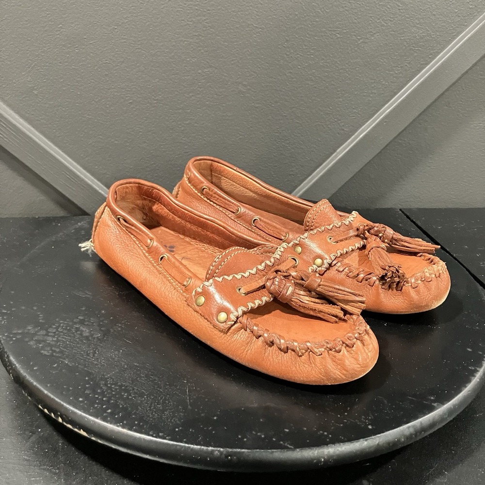 Patricia Nash Brown Leather Tassel Moccasin Loafers Driving Shoes Women's Sz 9